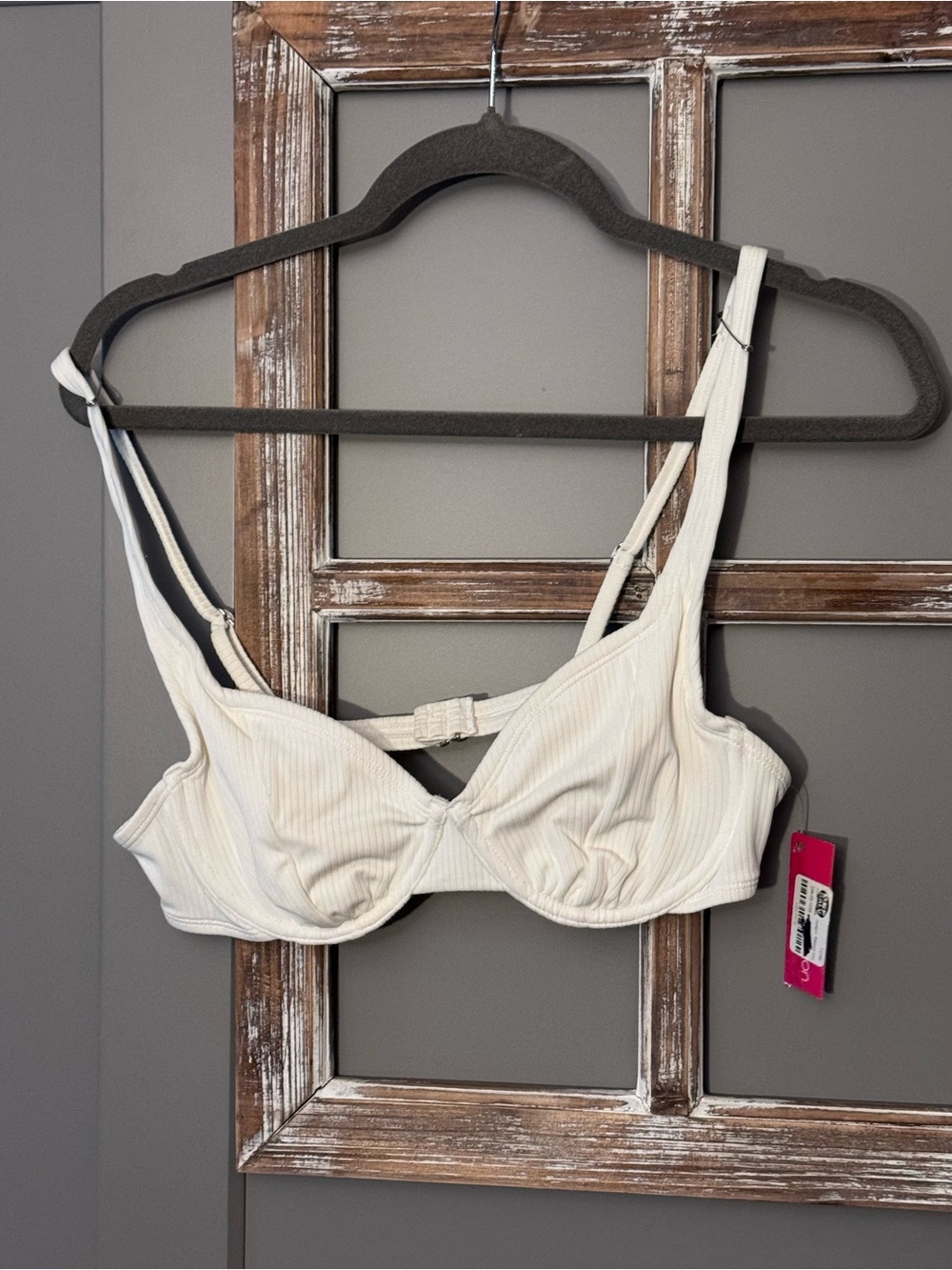 Women’s Ribbed Underwire Bralette - Cream Swimsuit Bikini Top